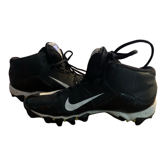 Boys Nike Alpha Fast Flex Mid Shoes football cleats athletic 6 Youth Black White - Picture 3 of 11